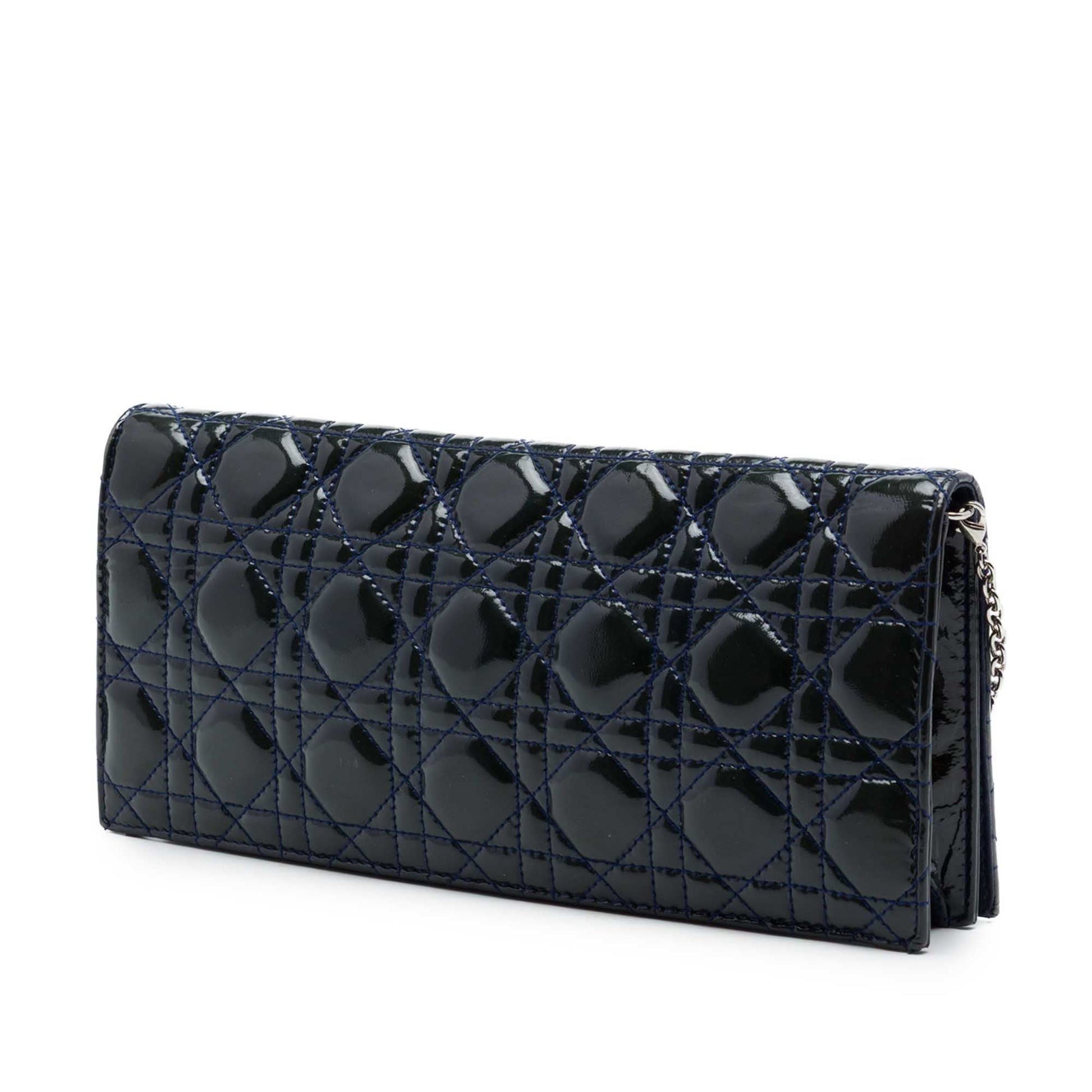 Dior Patent Cannage Lady Dior Clutch with Chain
