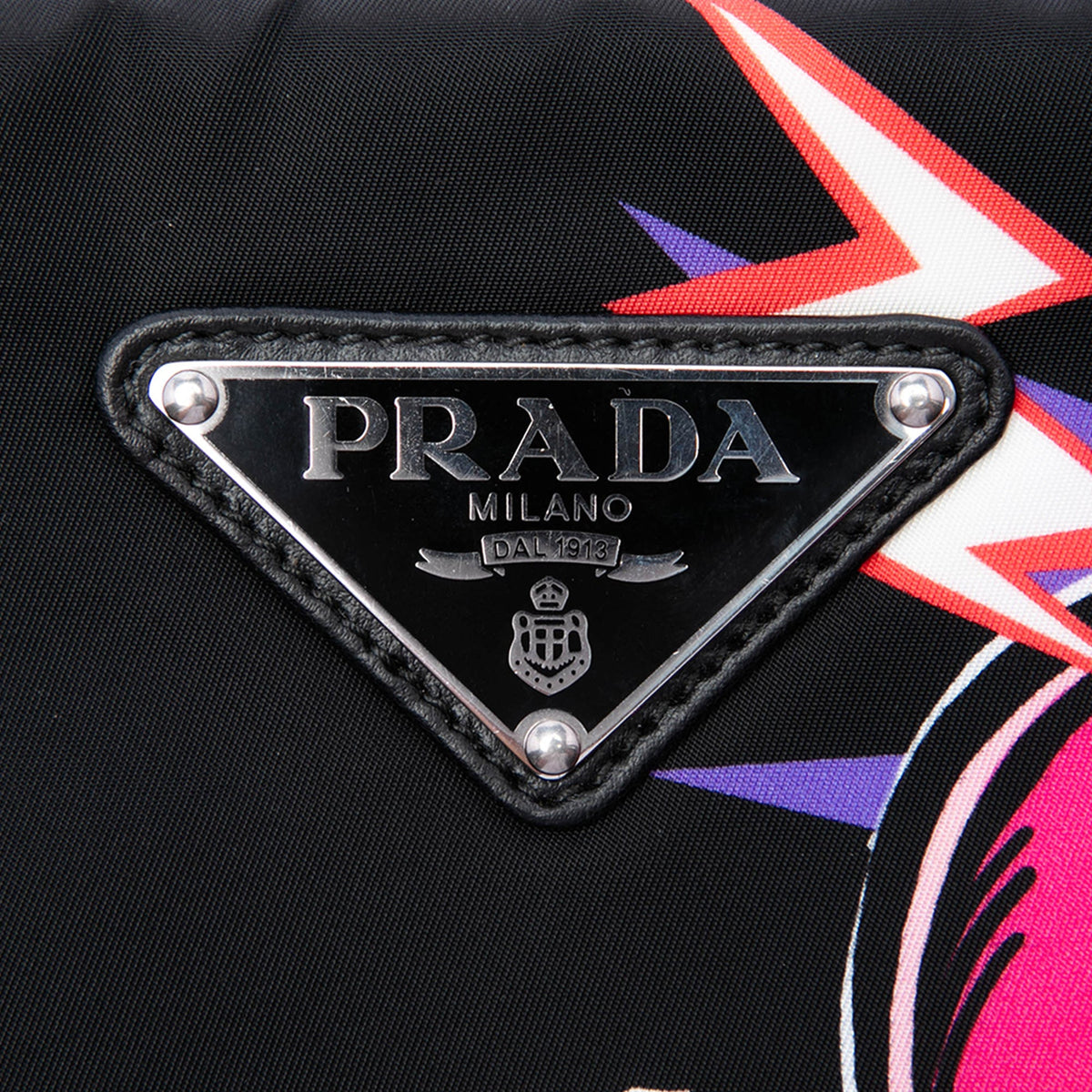 Prada Universal Studios Tessuto Frankenstein Heart Chain Crossbody — Black