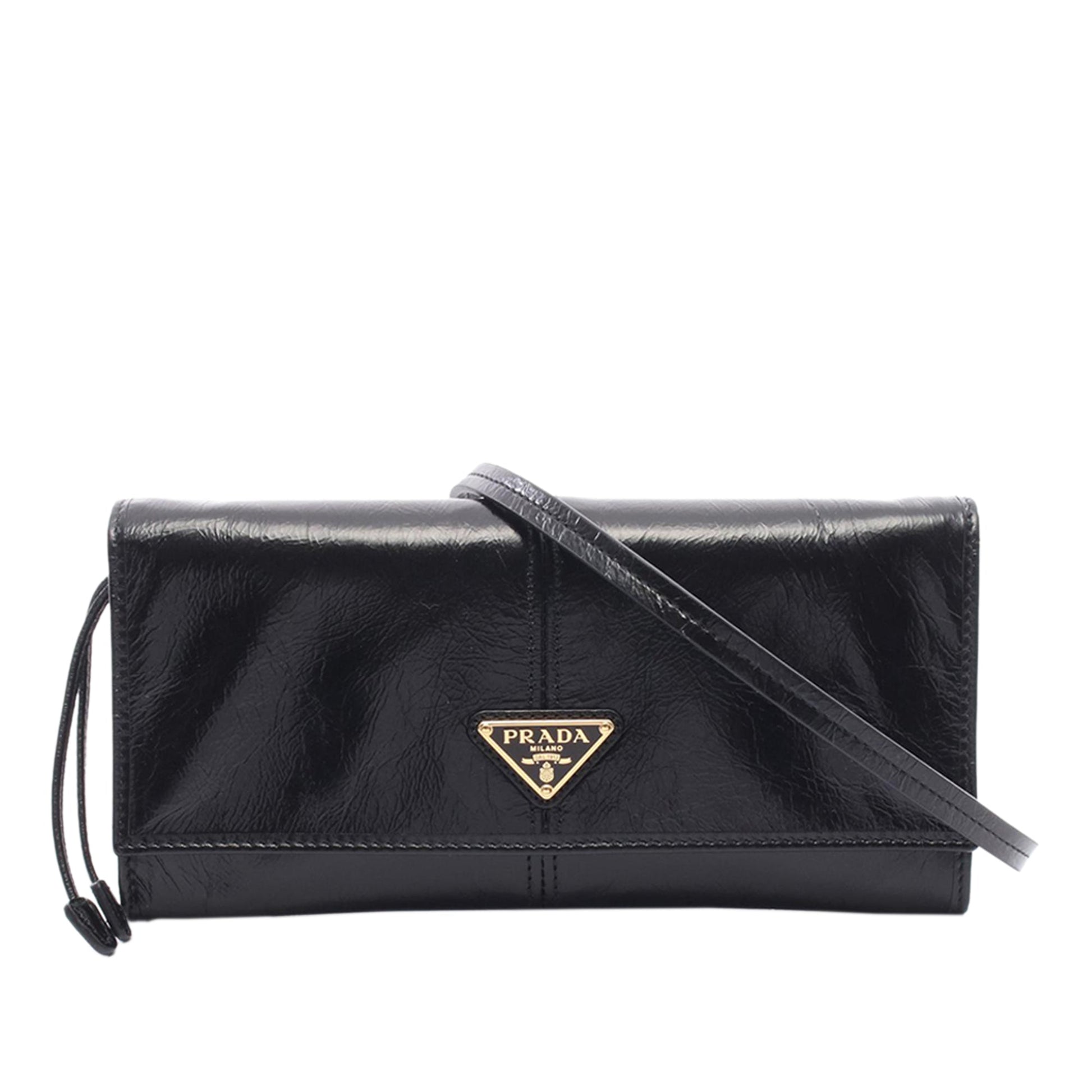 Prada Leather Logo Wallet on Strap