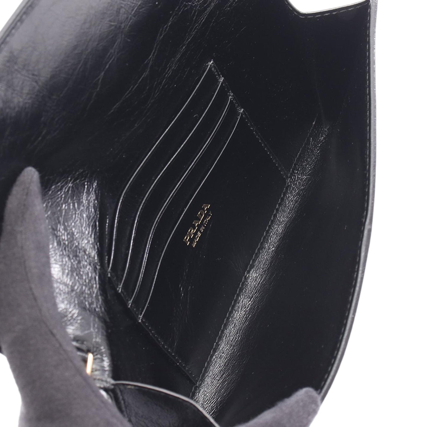 Prada Leather Logo Wallet on Strap