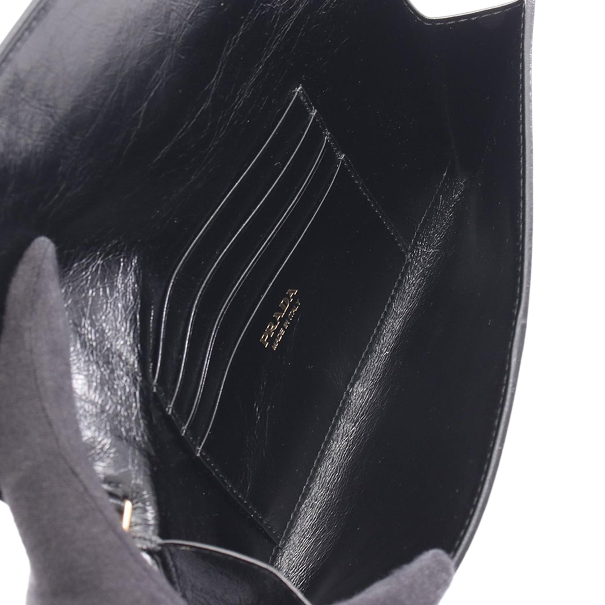 Prada Leather Logo Wallet on Strap