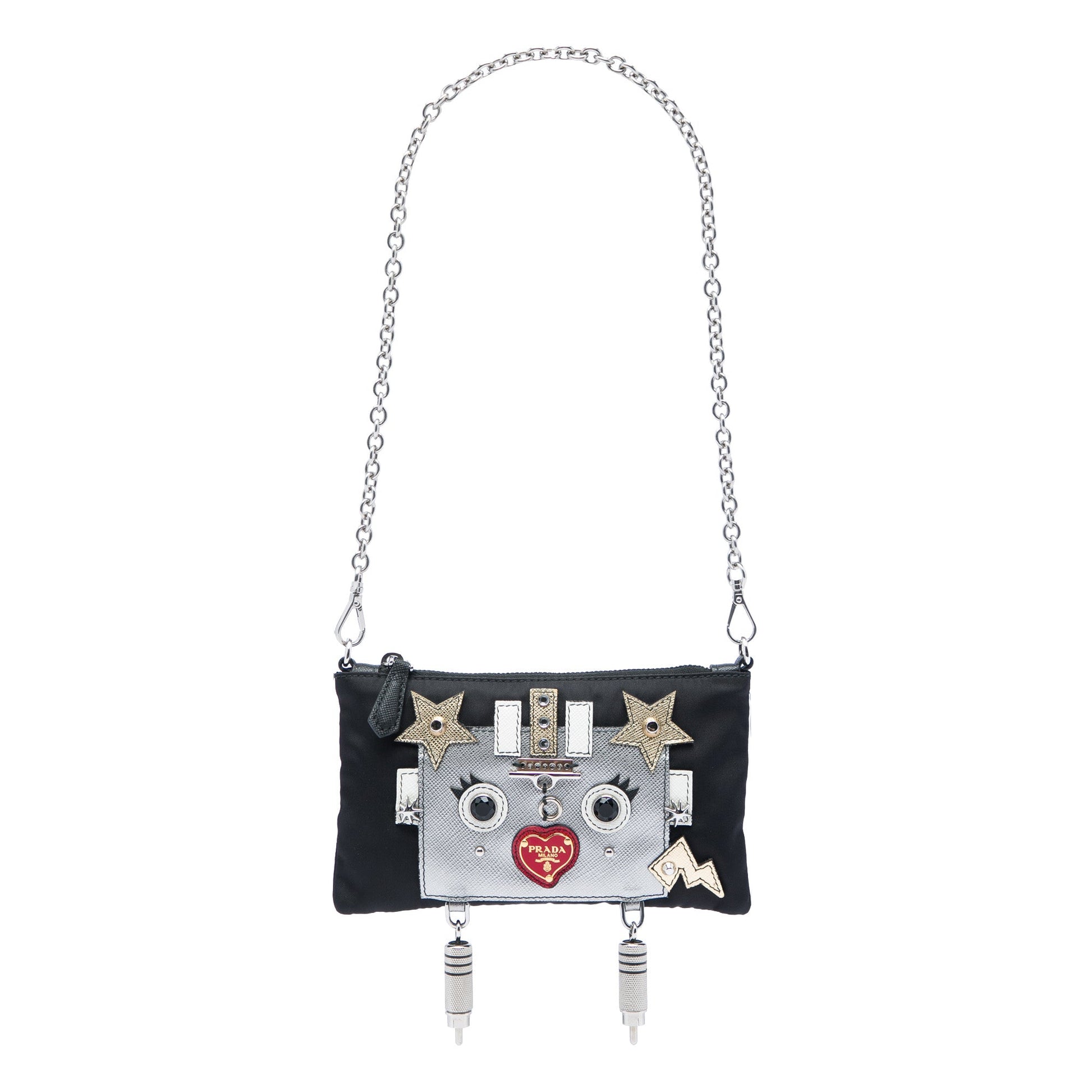 Prada Tessuto Saffiano Robot Chain Shoulder Bag
