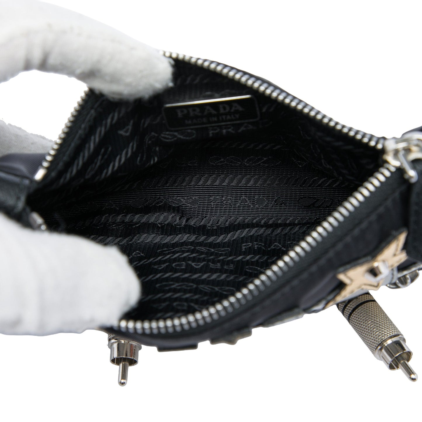 Prada Tessuto Saffiano Robot Chain Shoulder Bag