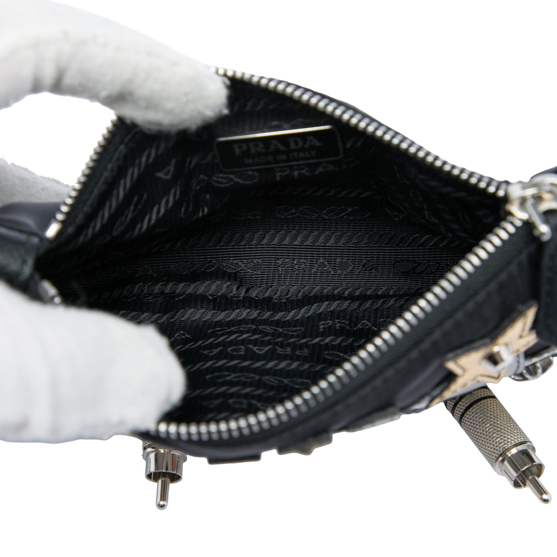 Prada Tessuto Saffiano Robot Chain Shoulder Bag