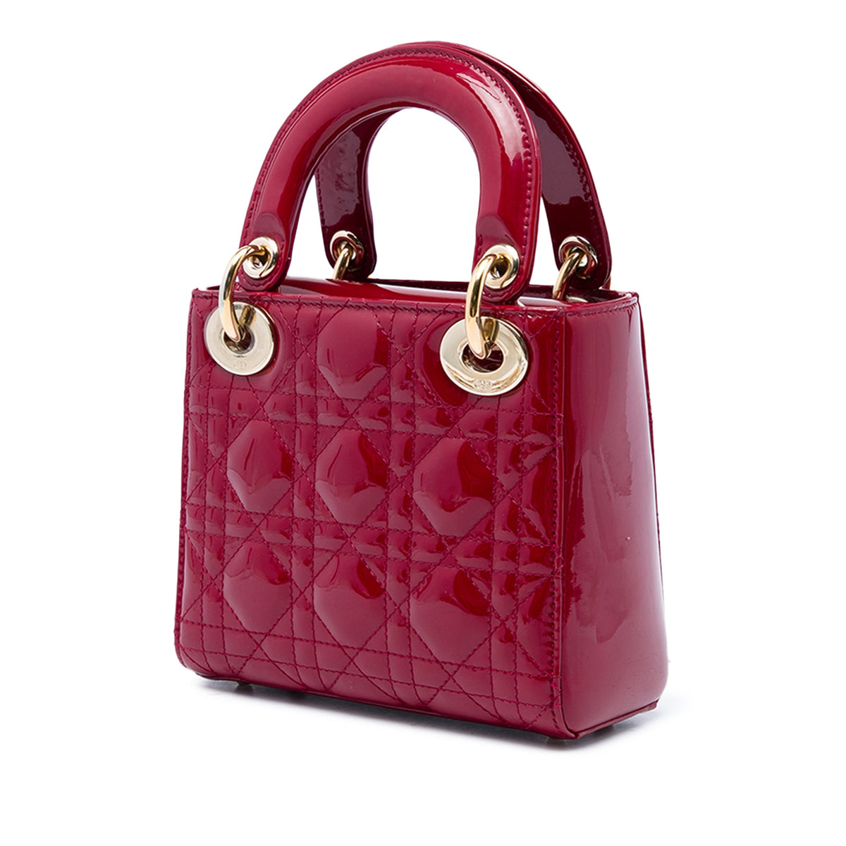 Dior Mini Patent Cannage Lady Dior — Red