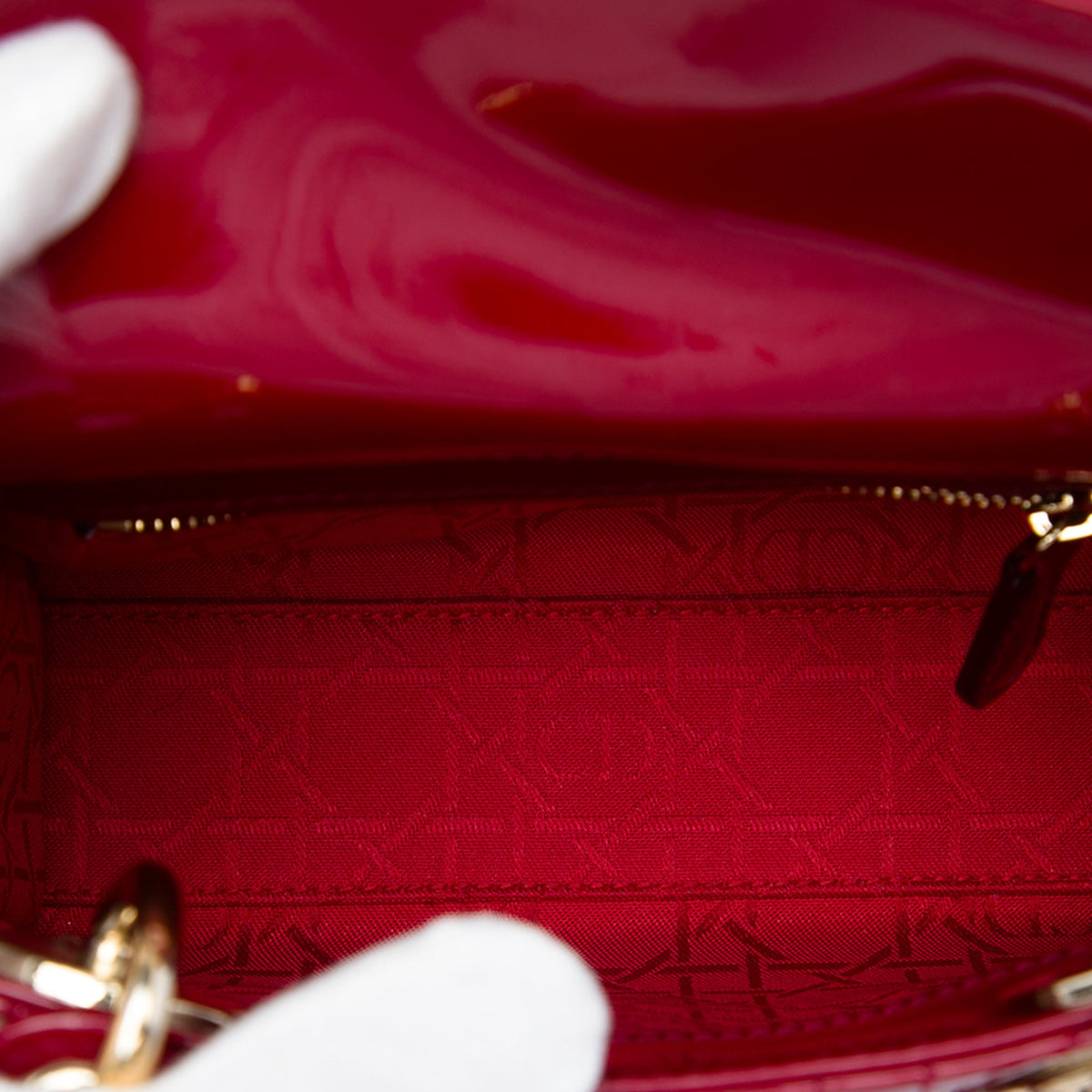 Dior Mini Patent Cannage Lady Dior — Red