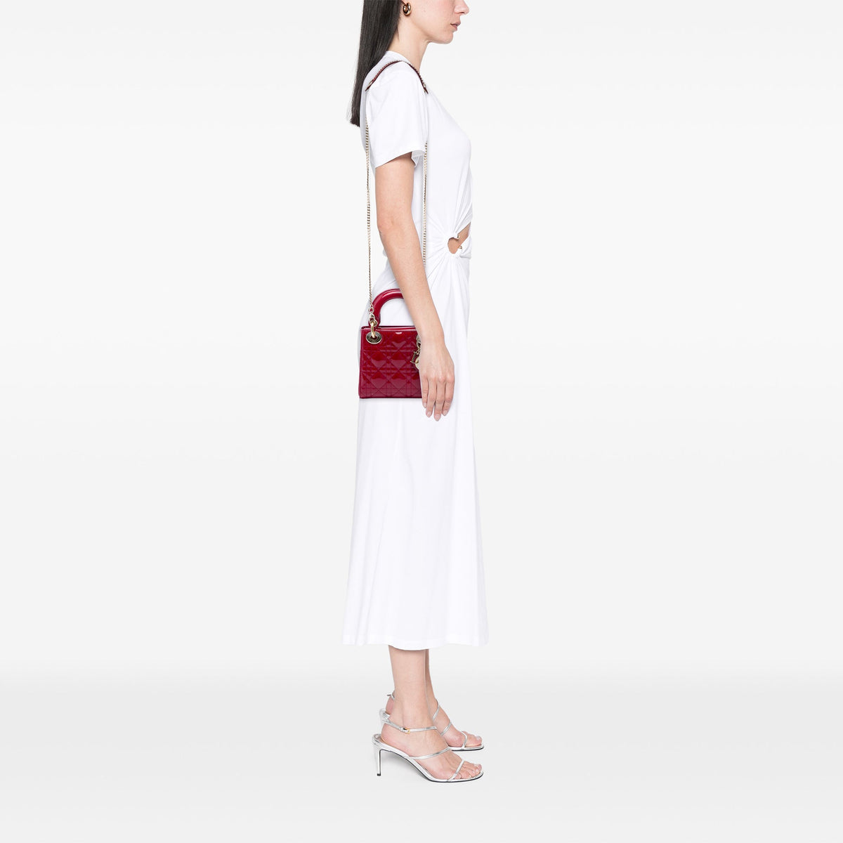 Dior Mini Patent Cannage Lady Dior — Red