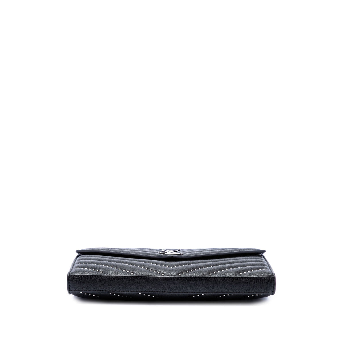Saint Laurent Chevron Studded Sheepskin Monogram Envelope Chain Wallet