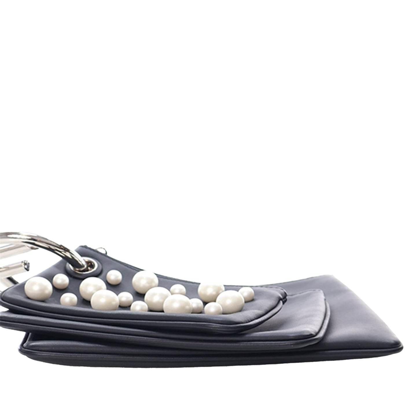 Fendi Leather Pearl Studded Triplette Clutch