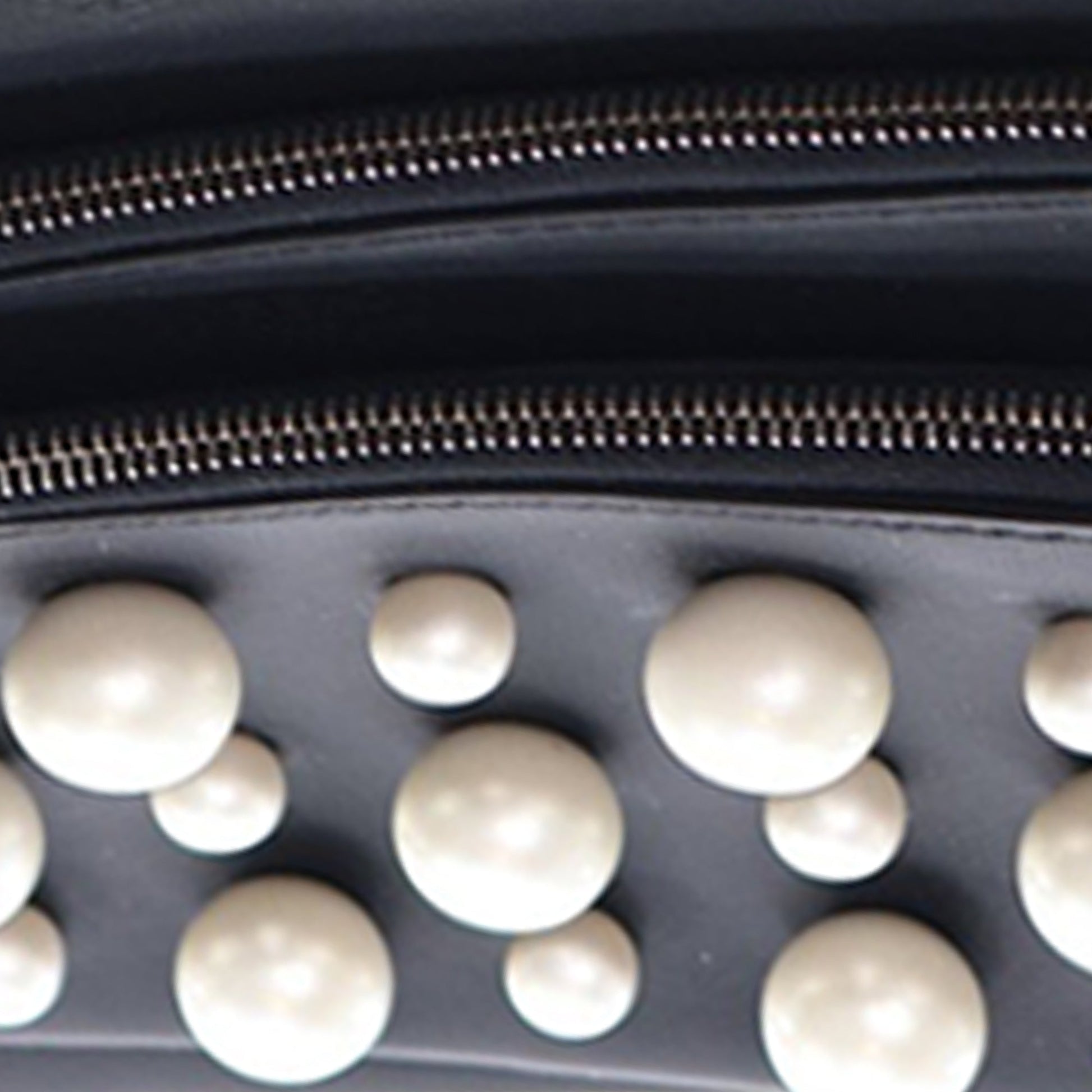 Fendi Leather Pearl Studded Triplette Clutch