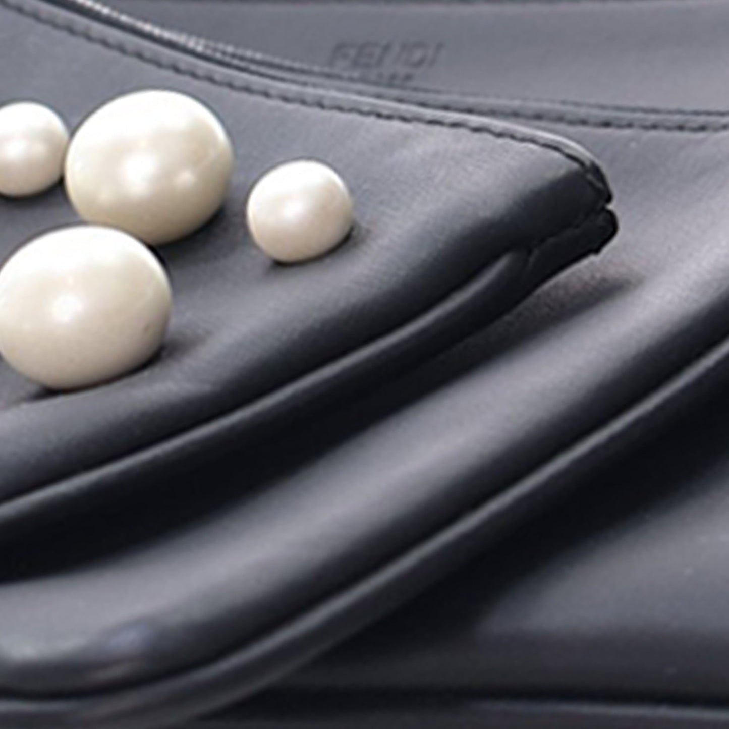 Fendi Leather Pearl Studded Triplette Clutch
