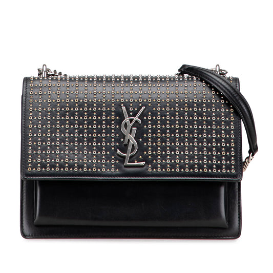 Saint Laurent Medium Studded Calfskin Monogram Sunset Crossbody