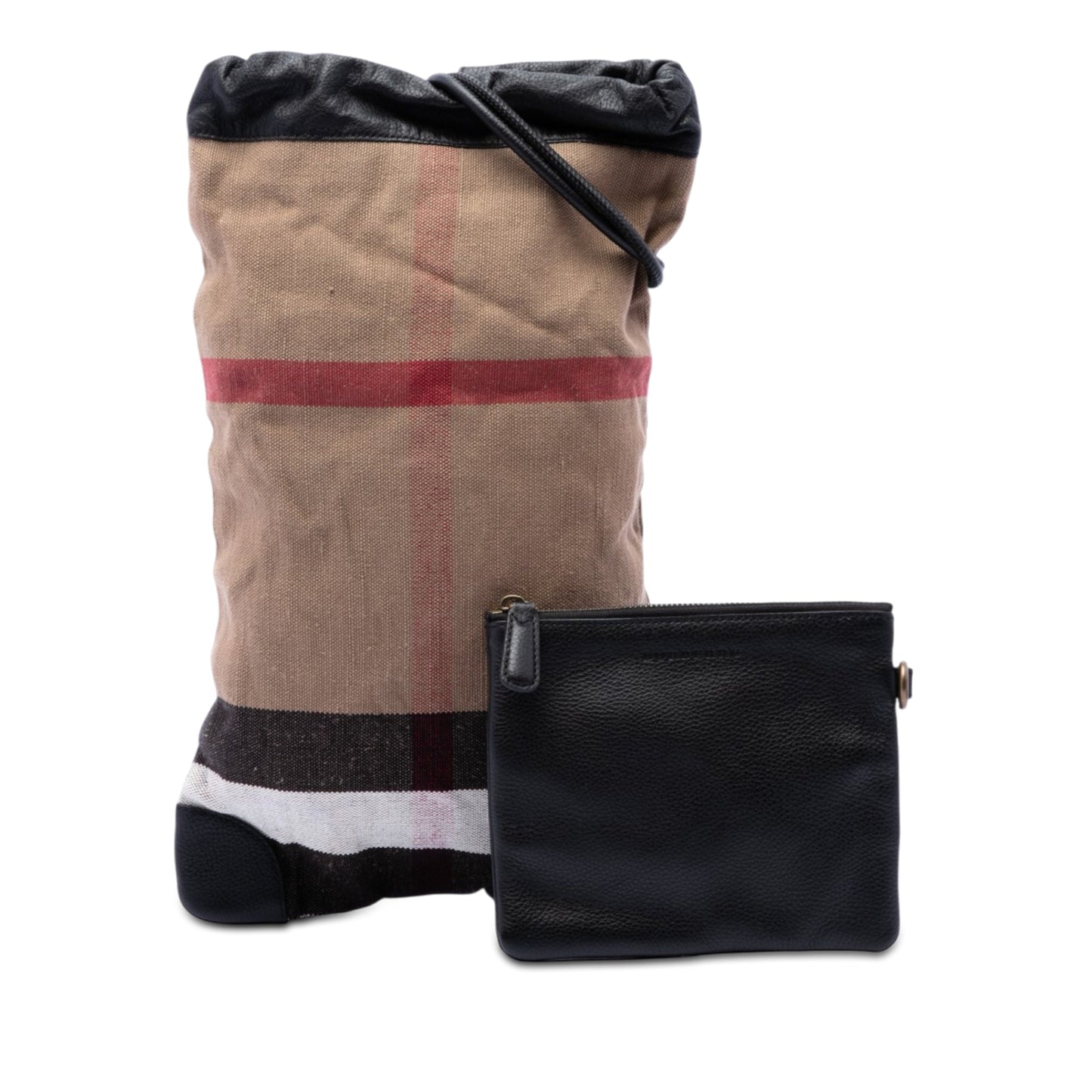 Burberry Mega Check Canvas Drawstring Backpack