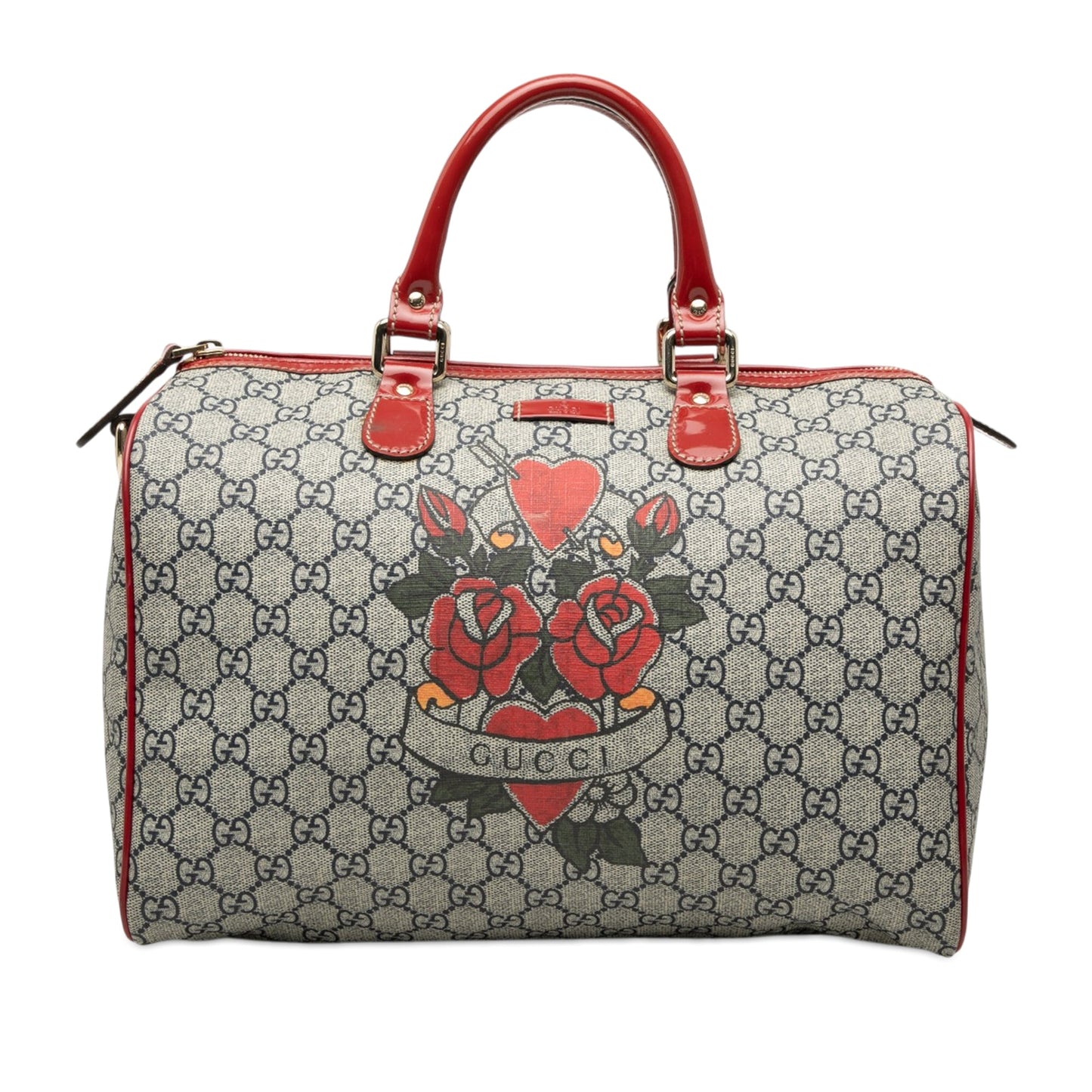 Gucci Medium GG Supreme Joy Tattoo Heart Boston Bag