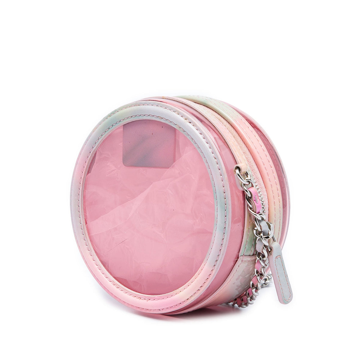 Chanel PVC and Lambskin CC Filigree Round Clutch with Chain