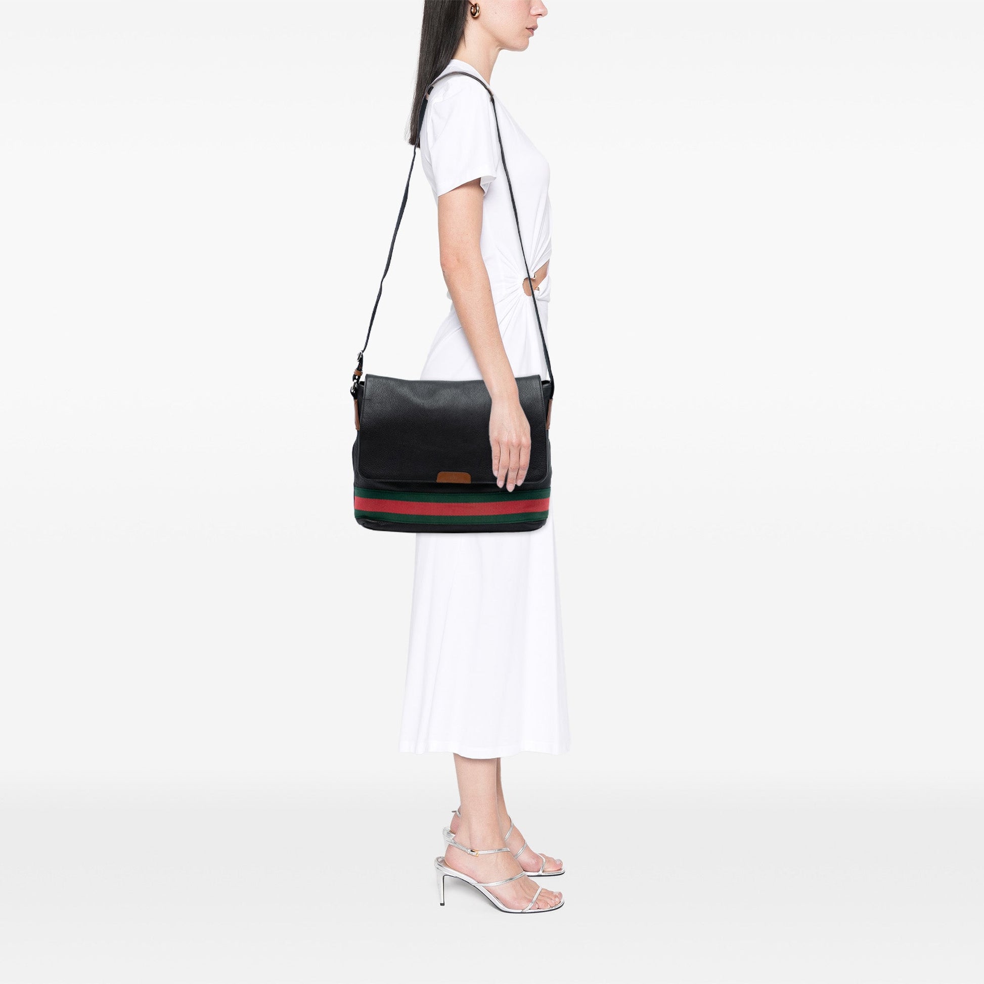 Gucci Leather Web Messenger Bag