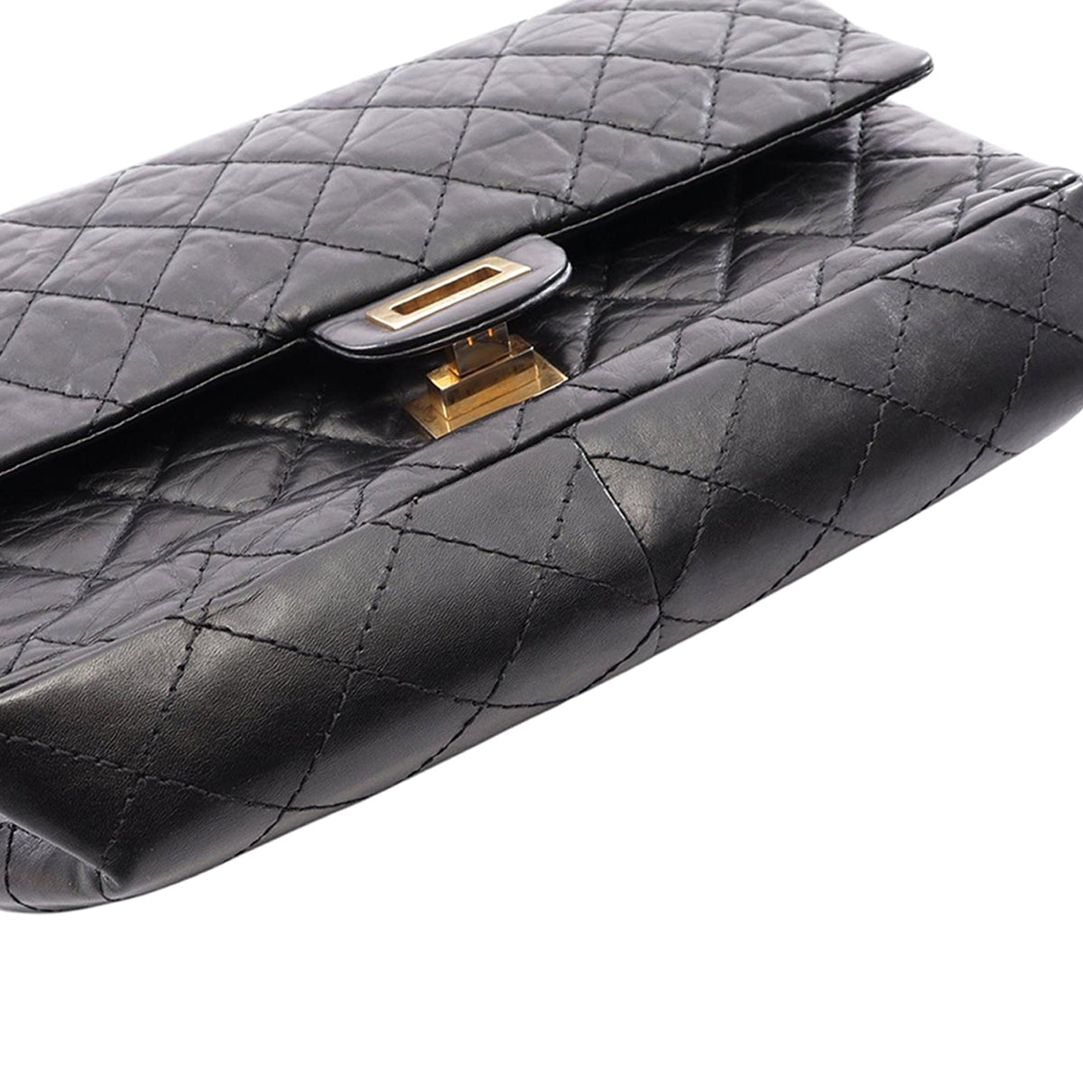 Chanel Quilted Aged Calfskin Reissue 2.55 Single Flap 225 — Black