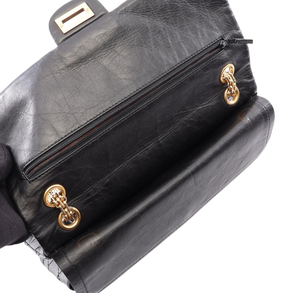 Chanel Quilted Aged Calfskin Reissue 2.55 Single Flap 225 — Black