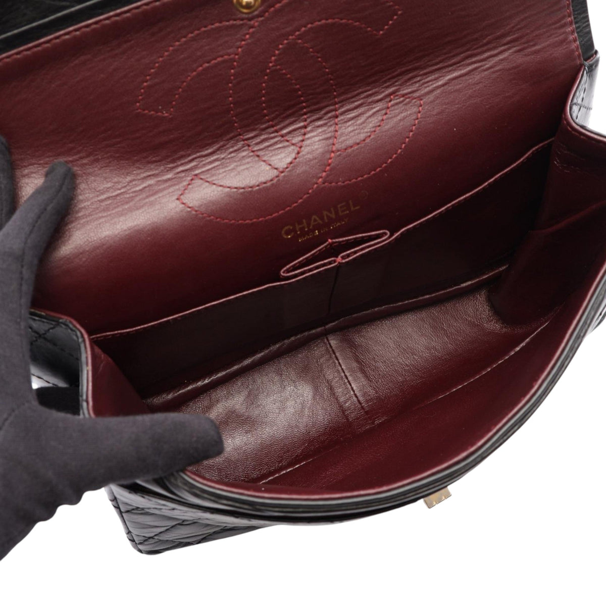 Chanel Quilted Aged Calfskin Reissue 2.55 Single Flap 225 — Black