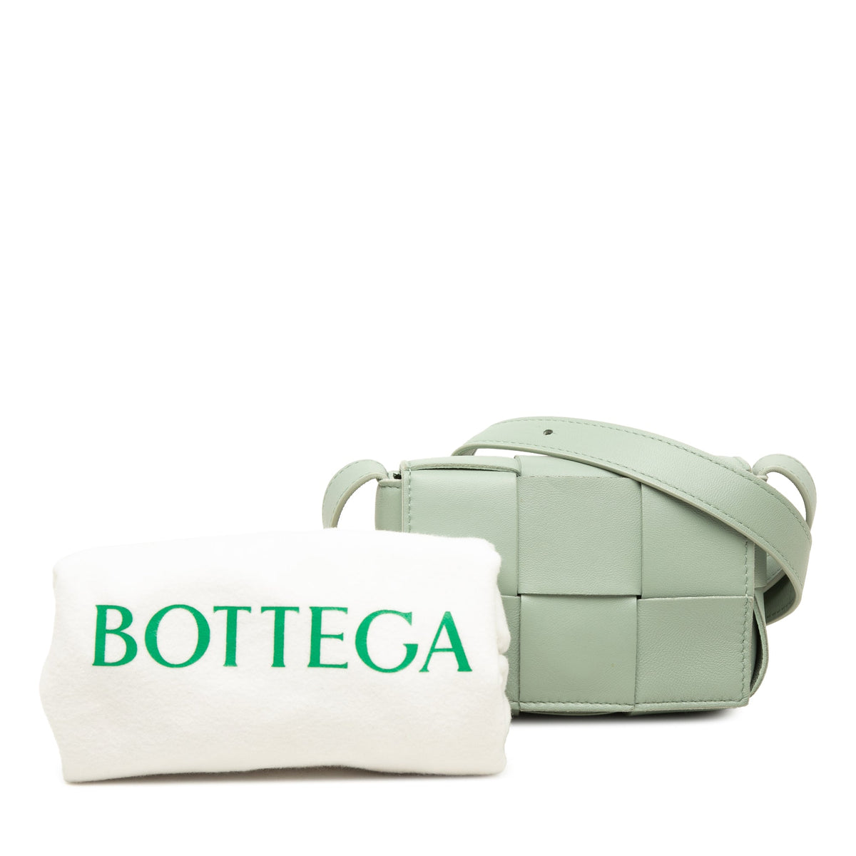 Bottega Veneta Candy Nappa Intrecciato Cassette Crossbody — Green