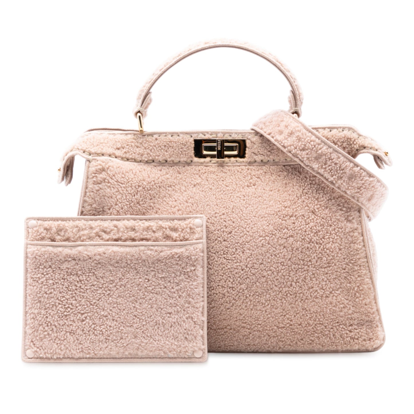 Fendi Large Shearling Peekaboo ISeeU Satchel