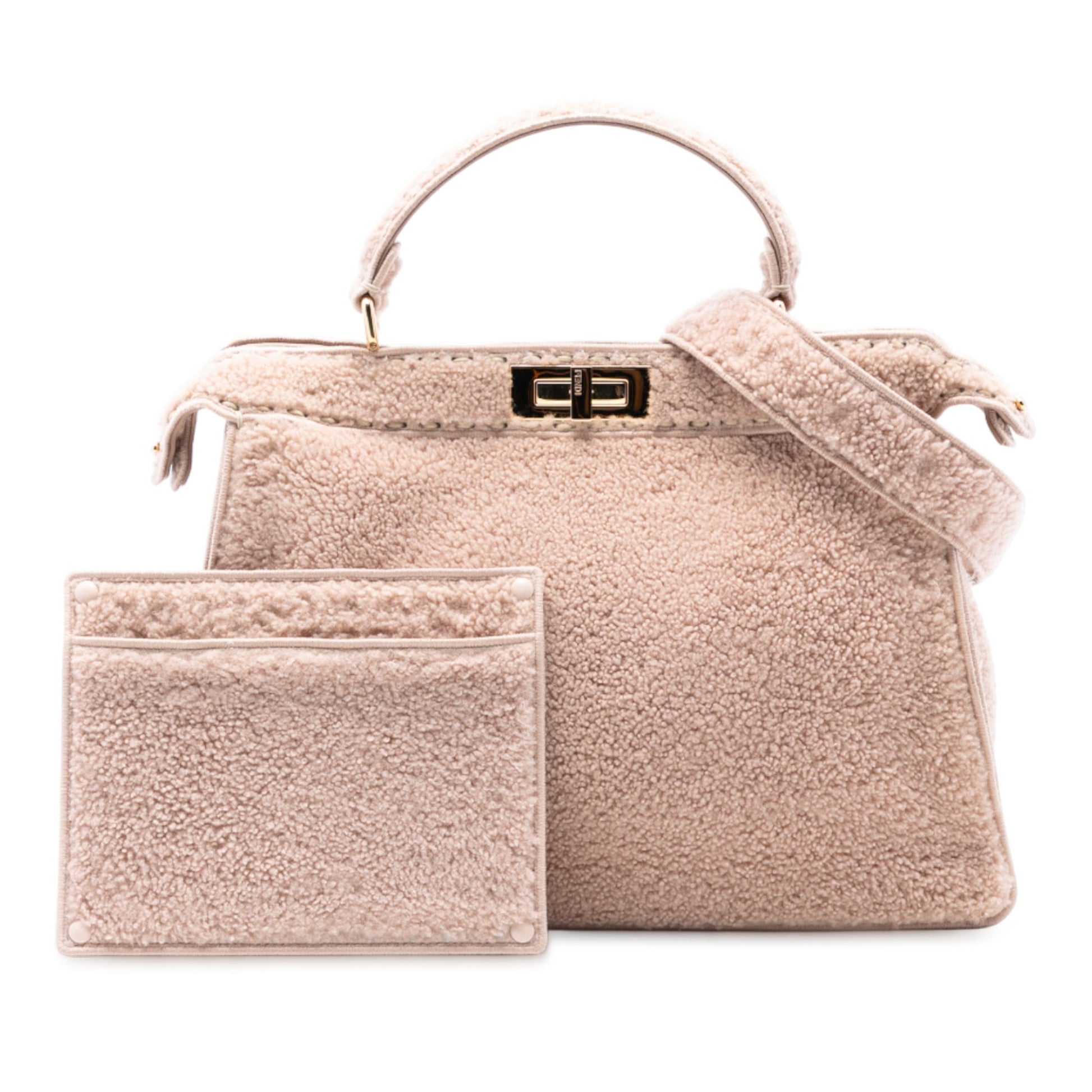 Fendi Large Shearling Peekaboo ISeeU Satchel