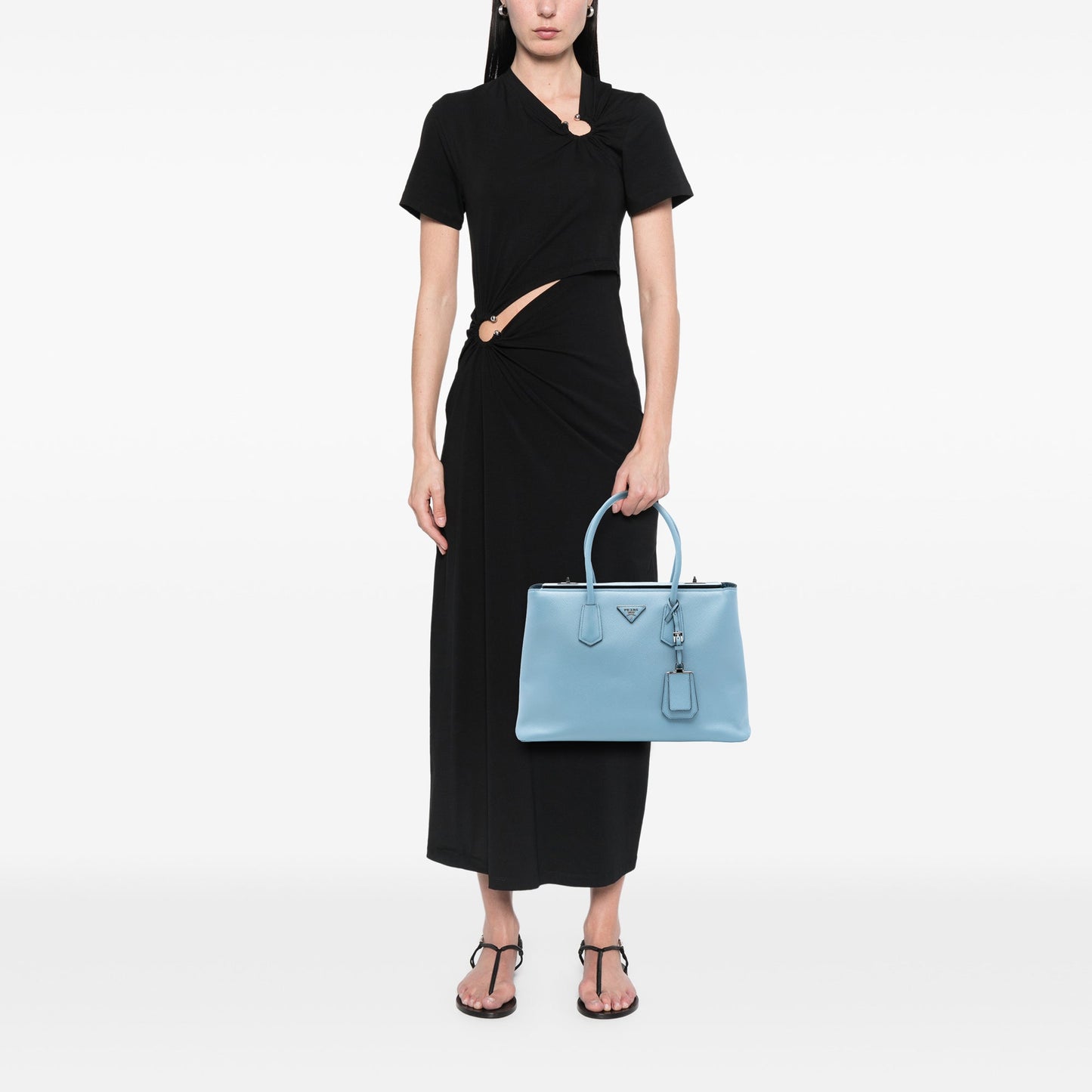 Prada Saffiano Cuir Turnlock Twin Satchel