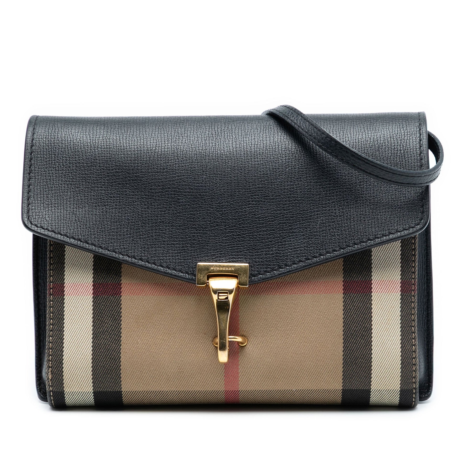 Burberry Small Leather and House Check Canvas Derby Macken Crossbody