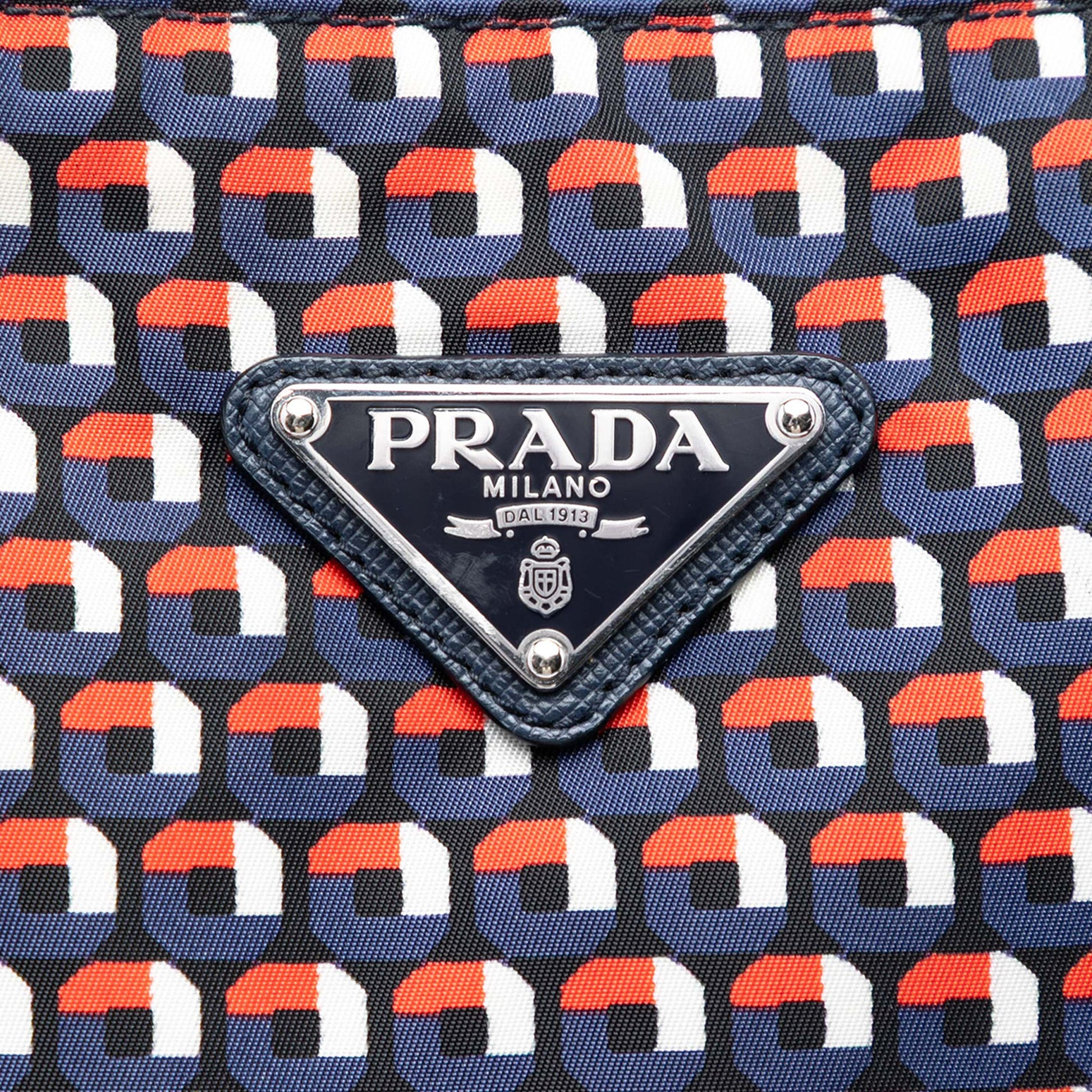 Prada Saffiano Trimmed Tessuto Stampato Satchel