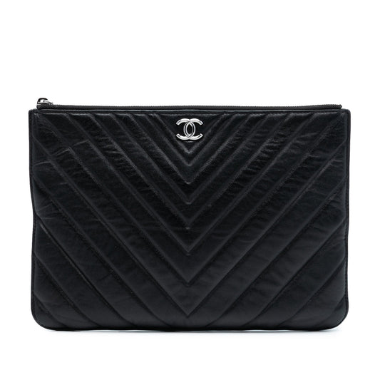 Chanel CC Chevron Calfskin Clutch