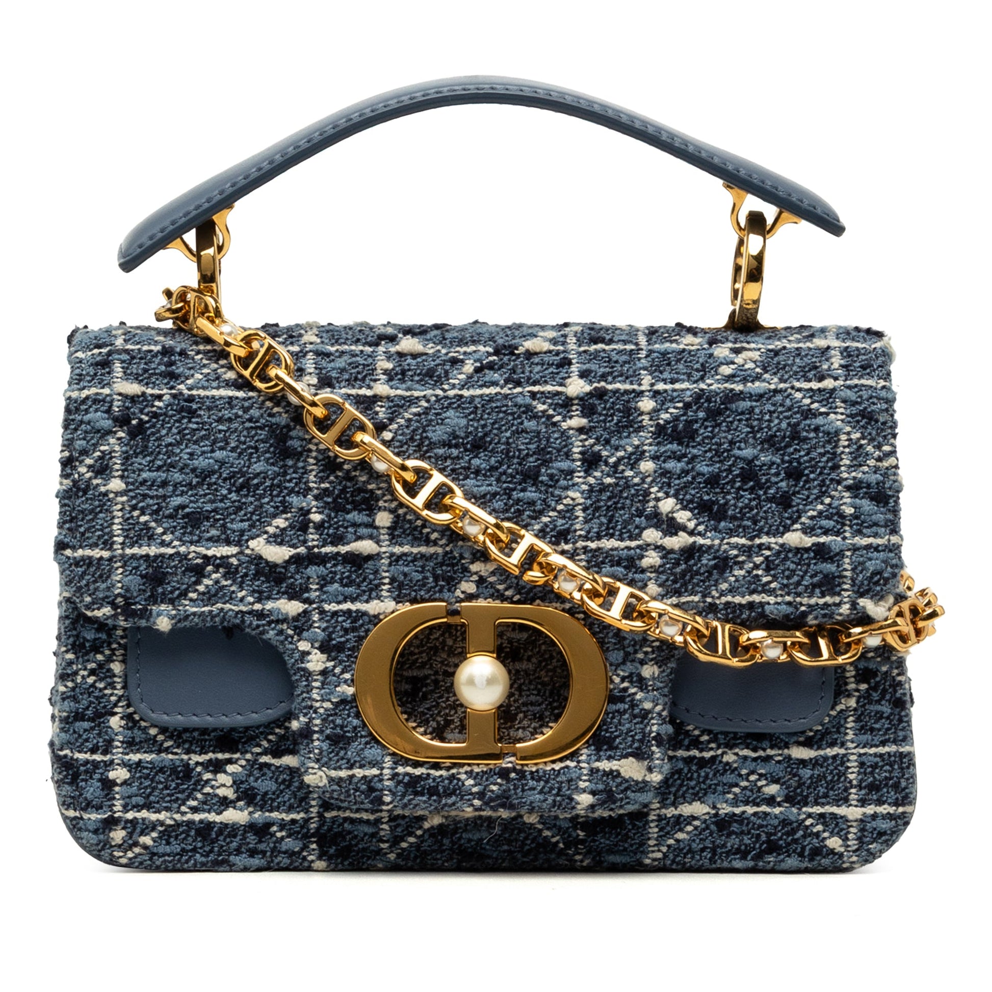 Dior Mini Tweed Cannage Jolie Top Handle Bag