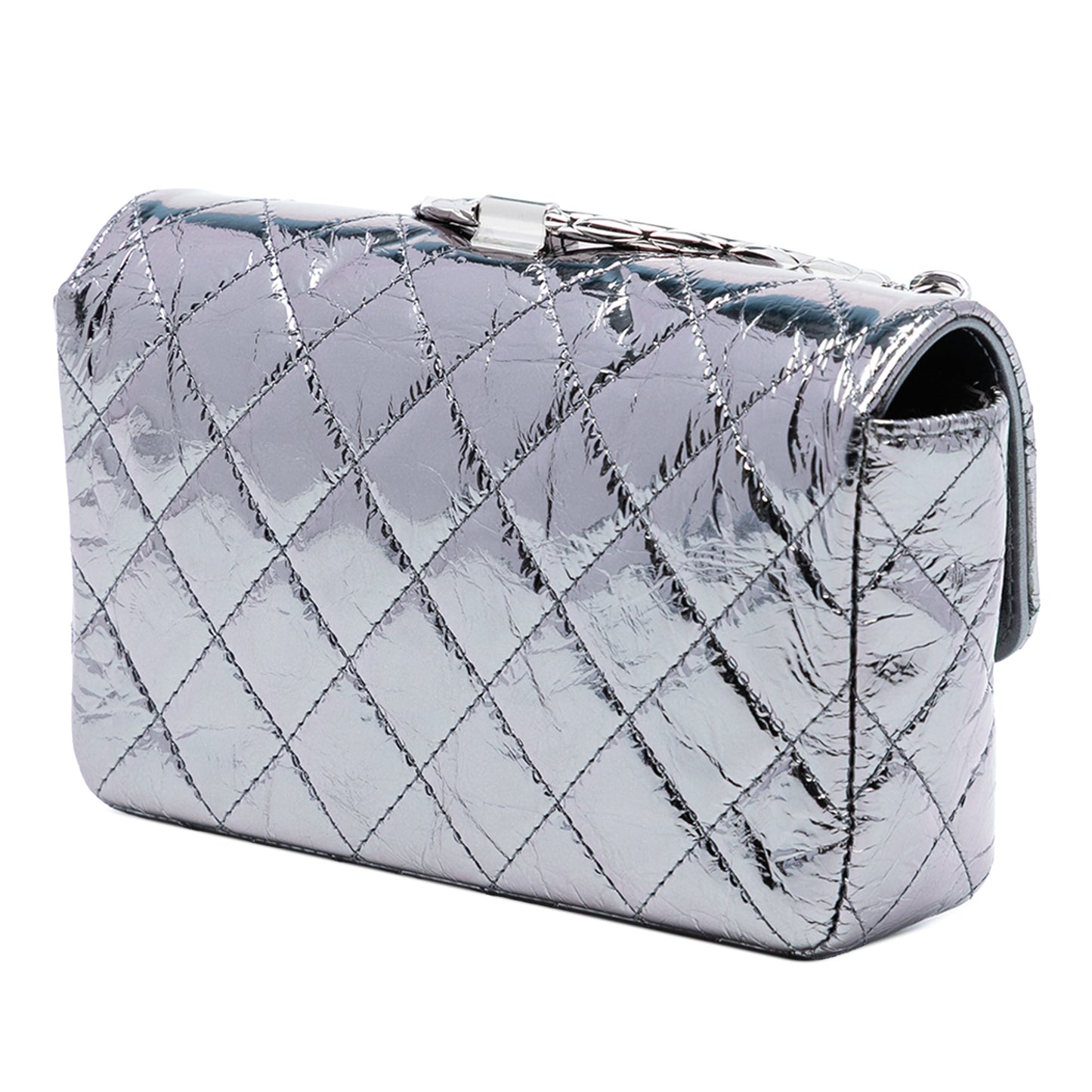 Chanel Mini Quilted Metallic Calfskin Ring Top Handle Flap