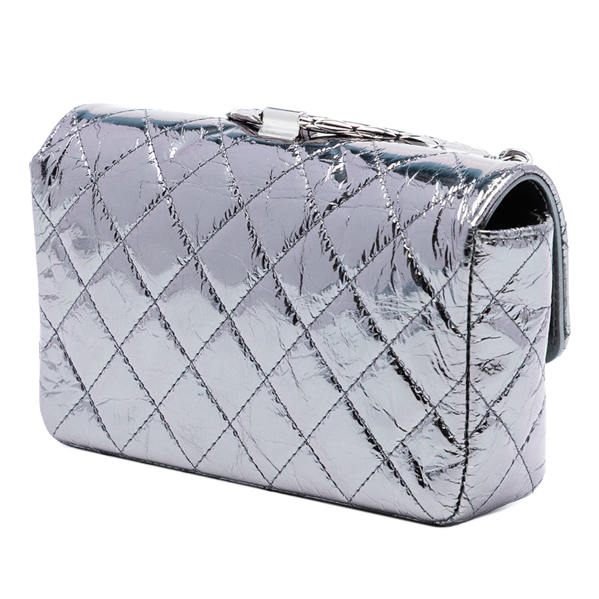 Chanel Mini Quilted Metallic Calfskin Ring Top Handle Flap