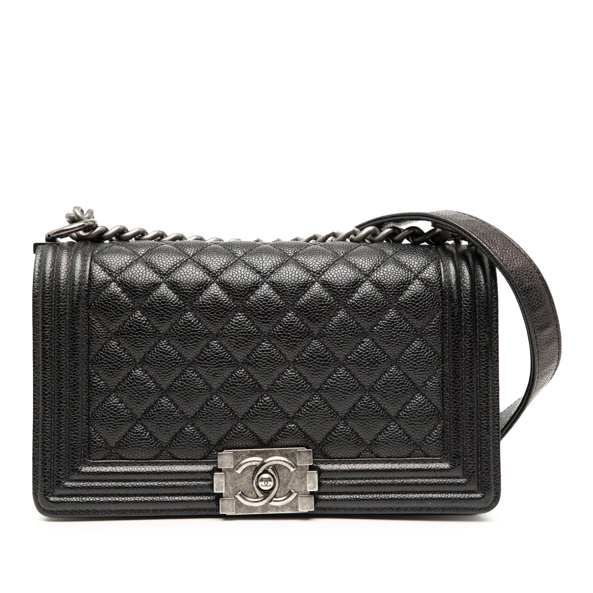 Chanel Old Medium Quilted Caviar Boy Flap