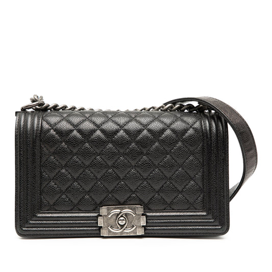 Chanel Old Medium Quilted Caviar Boy Flap
