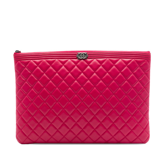 Chanel Large Quilted Calfskin Chain Boy O Case Clutch