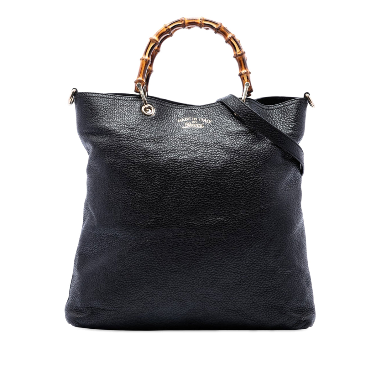 Gucci Tall Pebbled Calfskin Bamboo Shopper Tote
