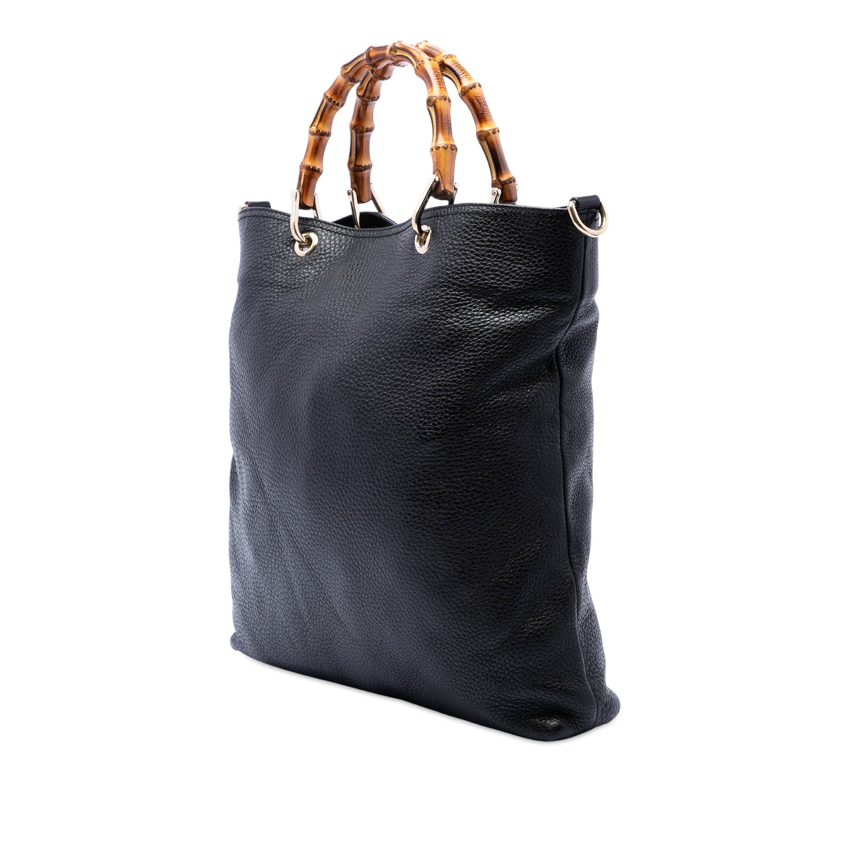Gucci Tall Pebbled Calfskin Bamboo Shopper Tote
