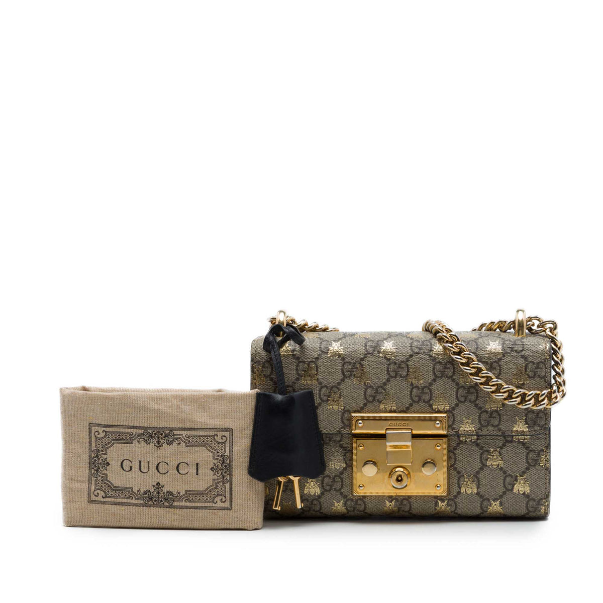 Gucci Small GG Supreme Bee Padlock Crossbody