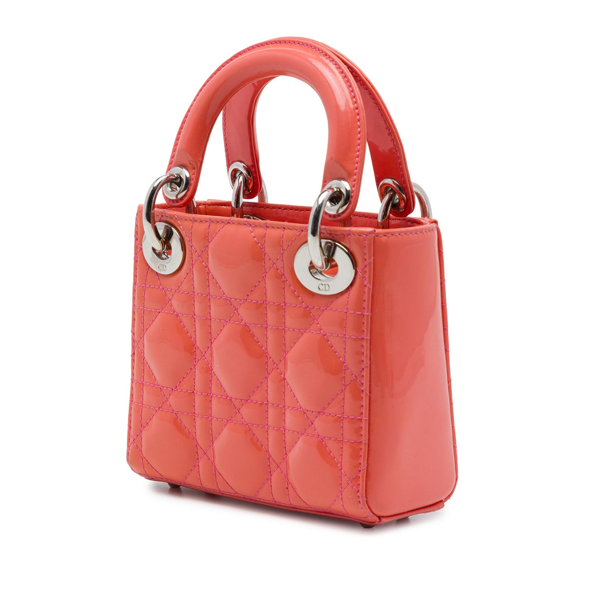 Dior Micro Patent Cannage Lady Dior — Orange