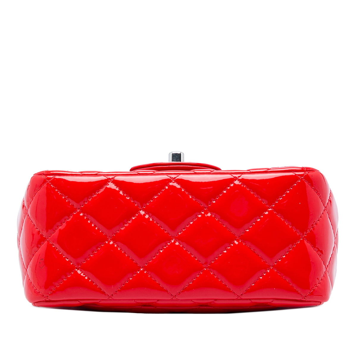 Chanel Mini Square Classic Patent Single Flap — Red