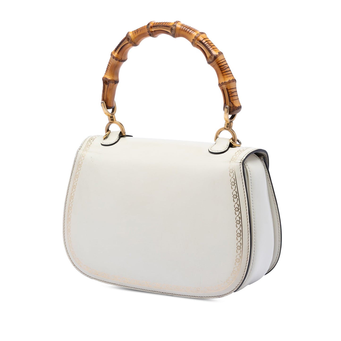 Gucci Calfskin Frame Print Bamboo Top Handle Bag