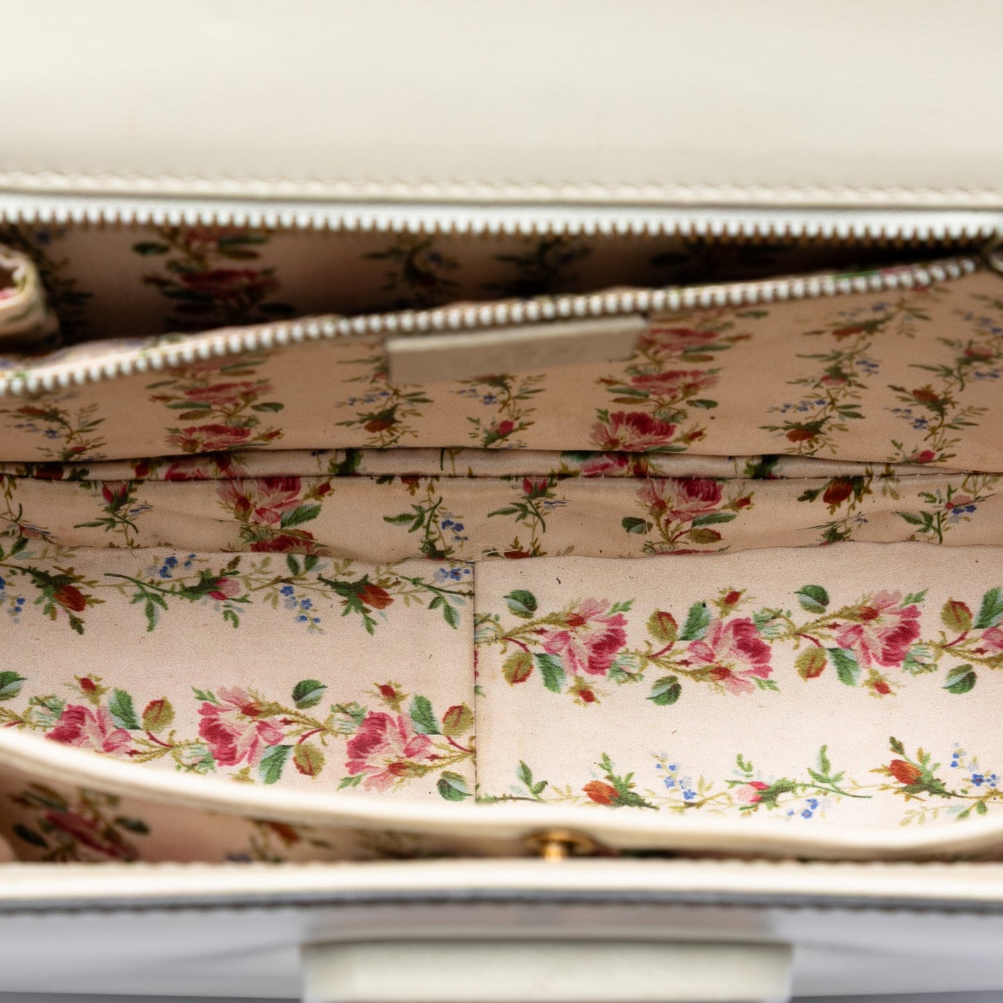 Gucci Calfskin Frame Print Bamboo Top Handle Bag
