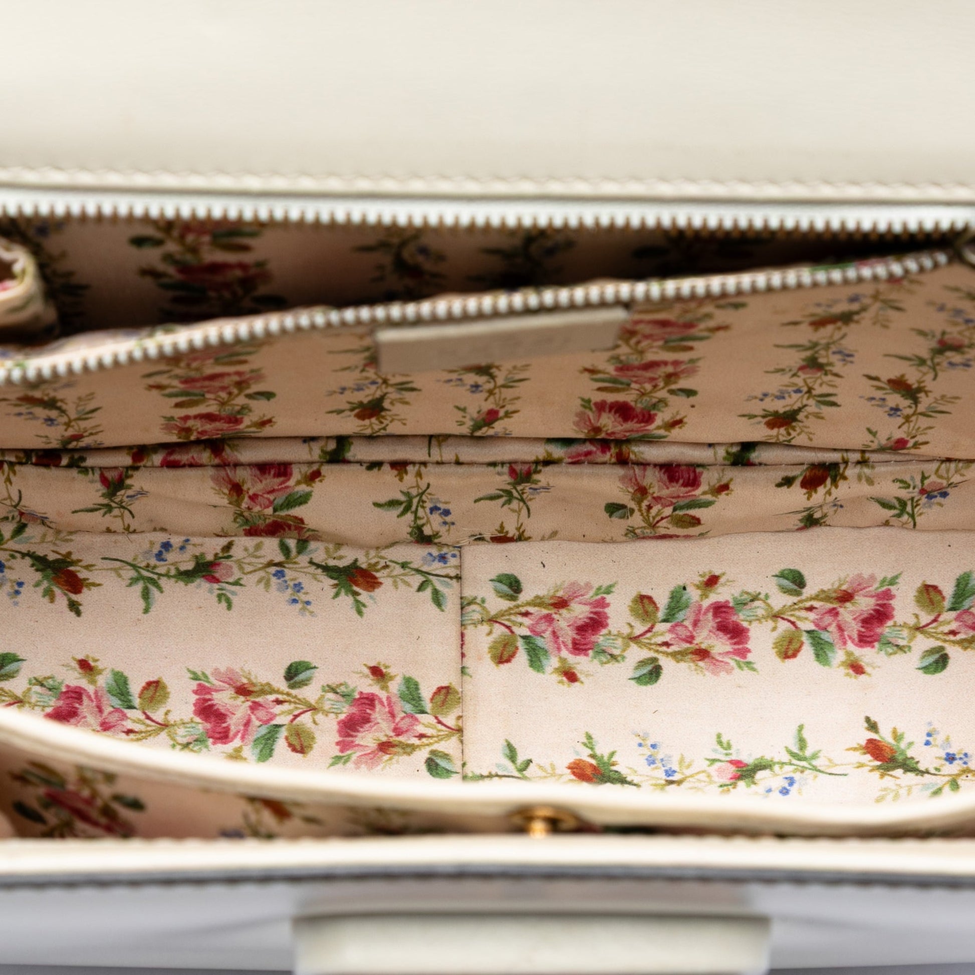 Gucci Calfskin Frame Print Bamboo Top Handle Bag