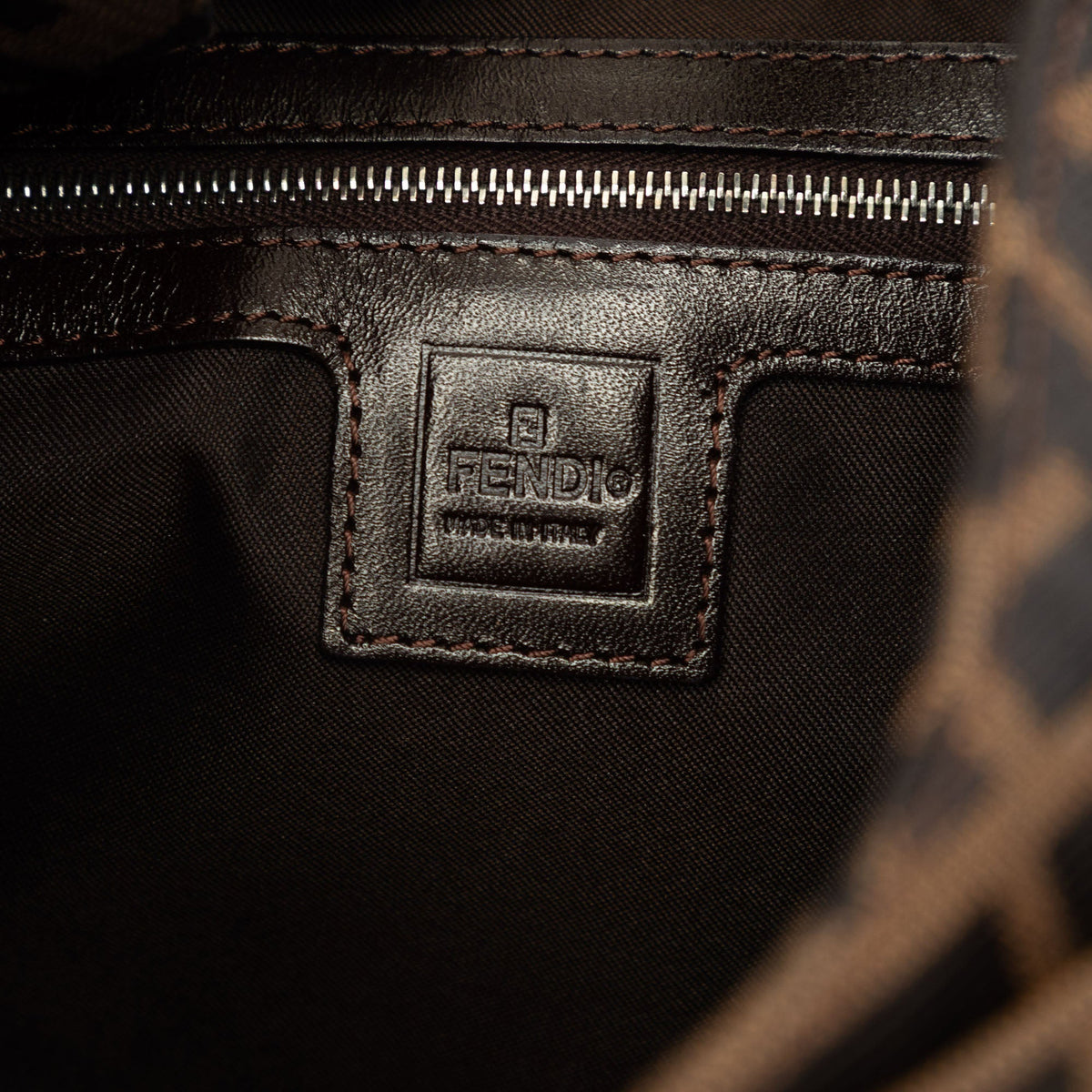 Fendi Zucca Canvas Shoulder Bag — Brown