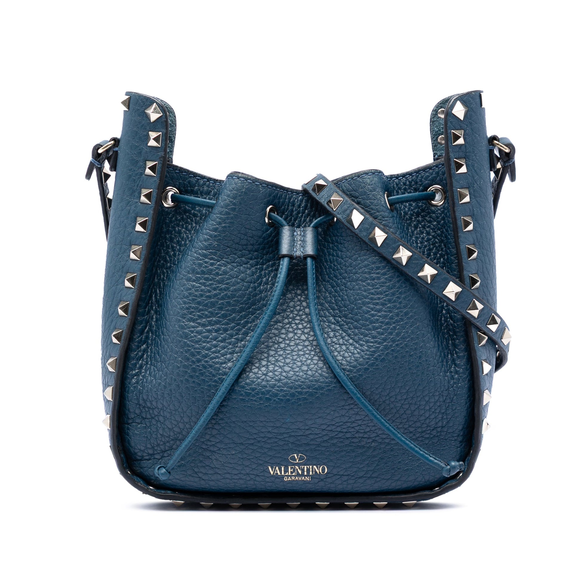 Valentino Small Grained Calfskin Rockstud Bucket Bag