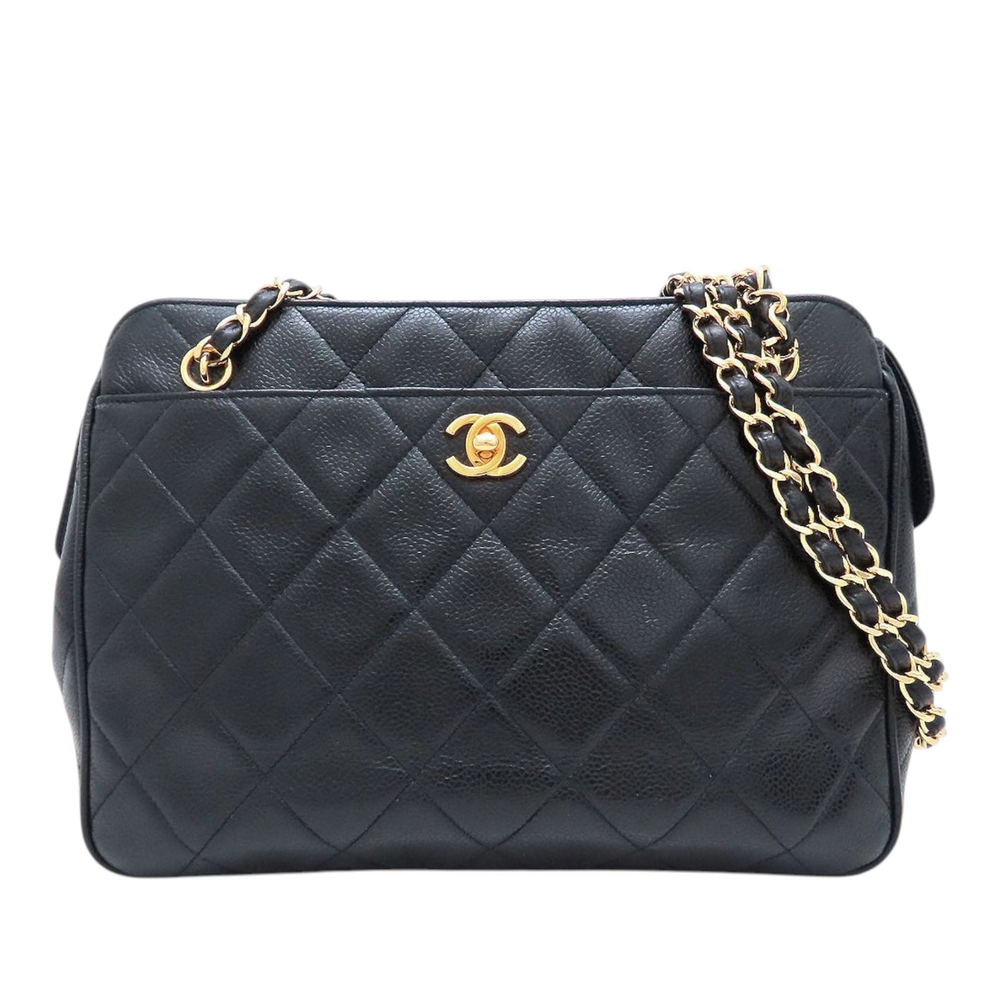 Chanel CC Quilted Caviar Front Pocket Shoulder Bag