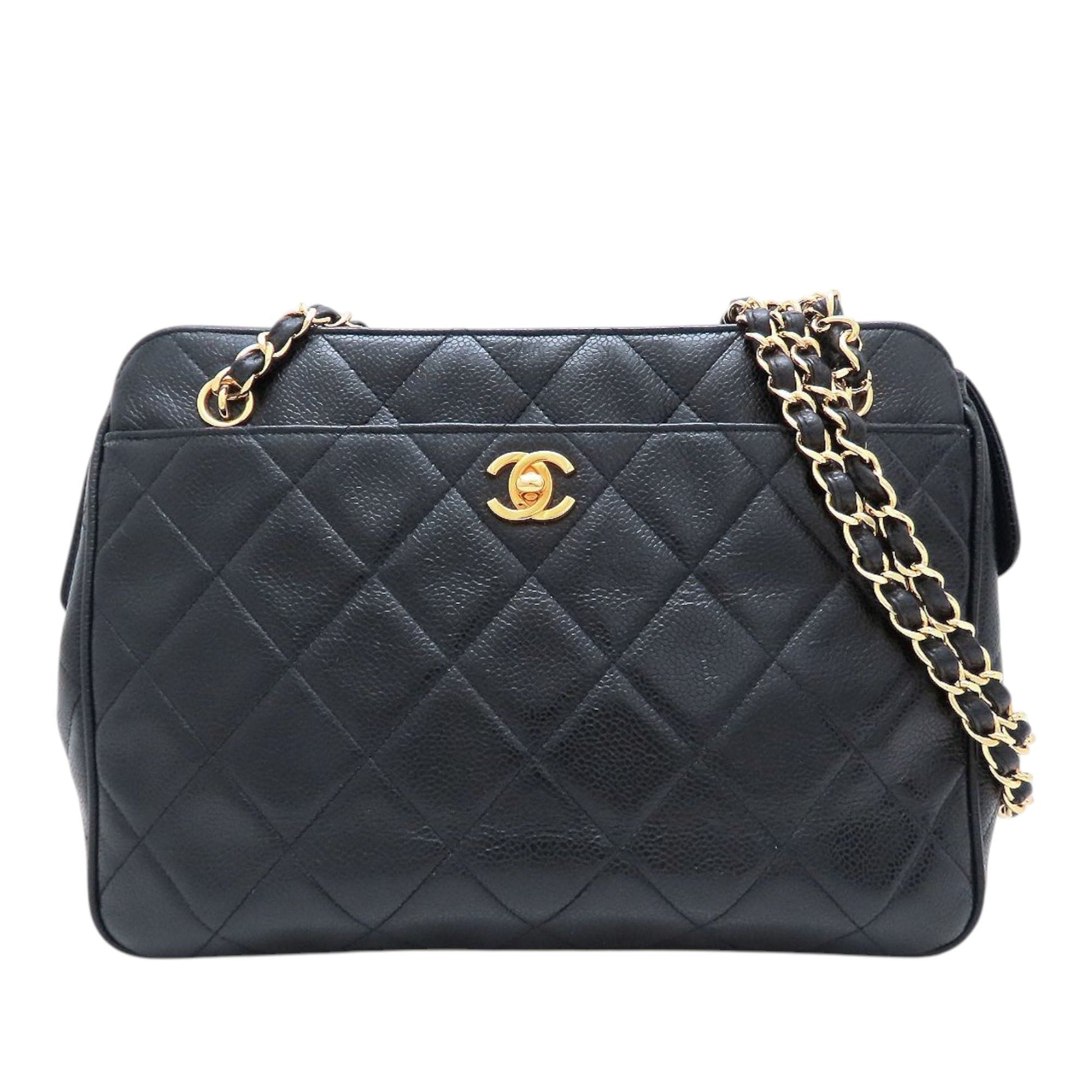 Chanel CC Quilted Caviar Front Pocket Shoulder Bag