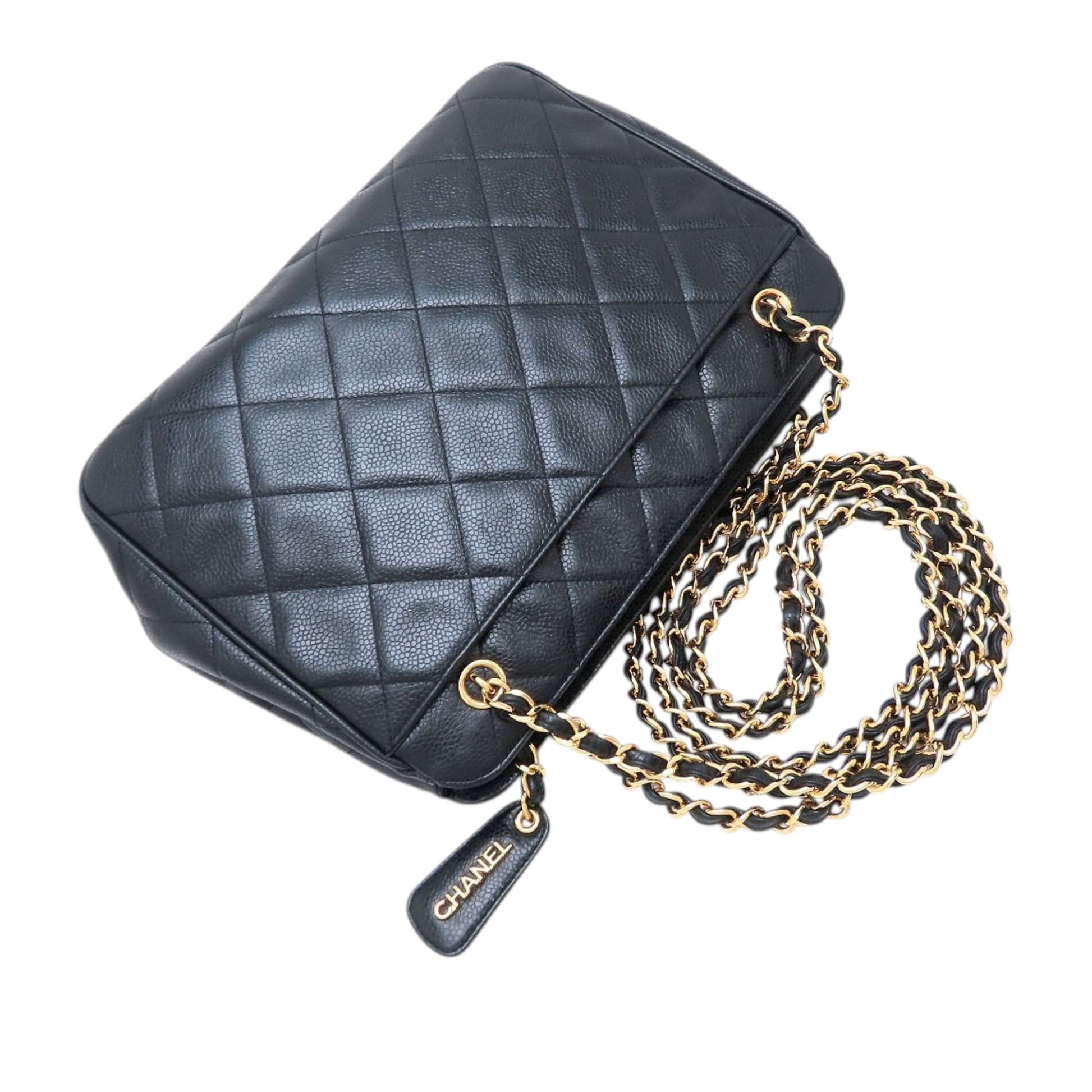 Chanel CC Quilted Caviar Front Pocket Shoulder Bag