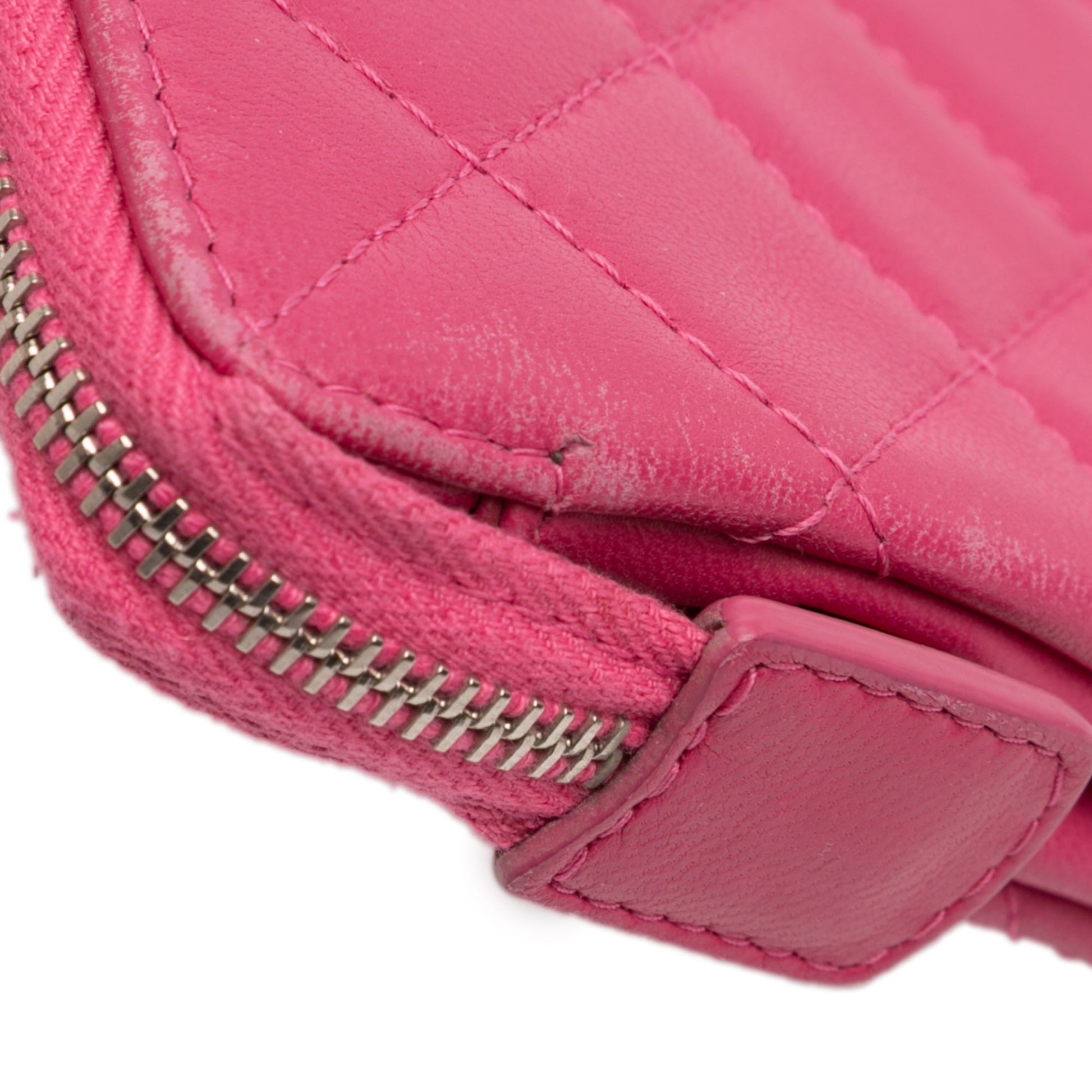 Chanel Quilted Caviar CC Enamel Double Zip Clutch